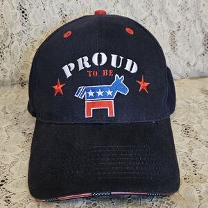 Proud to Be a Democrat Baseball Cap or Hat Dark Blue with Red White and Blue